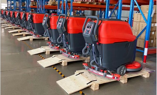 Hand-pushed electric Floor scrubber T5 commissioning and delivery