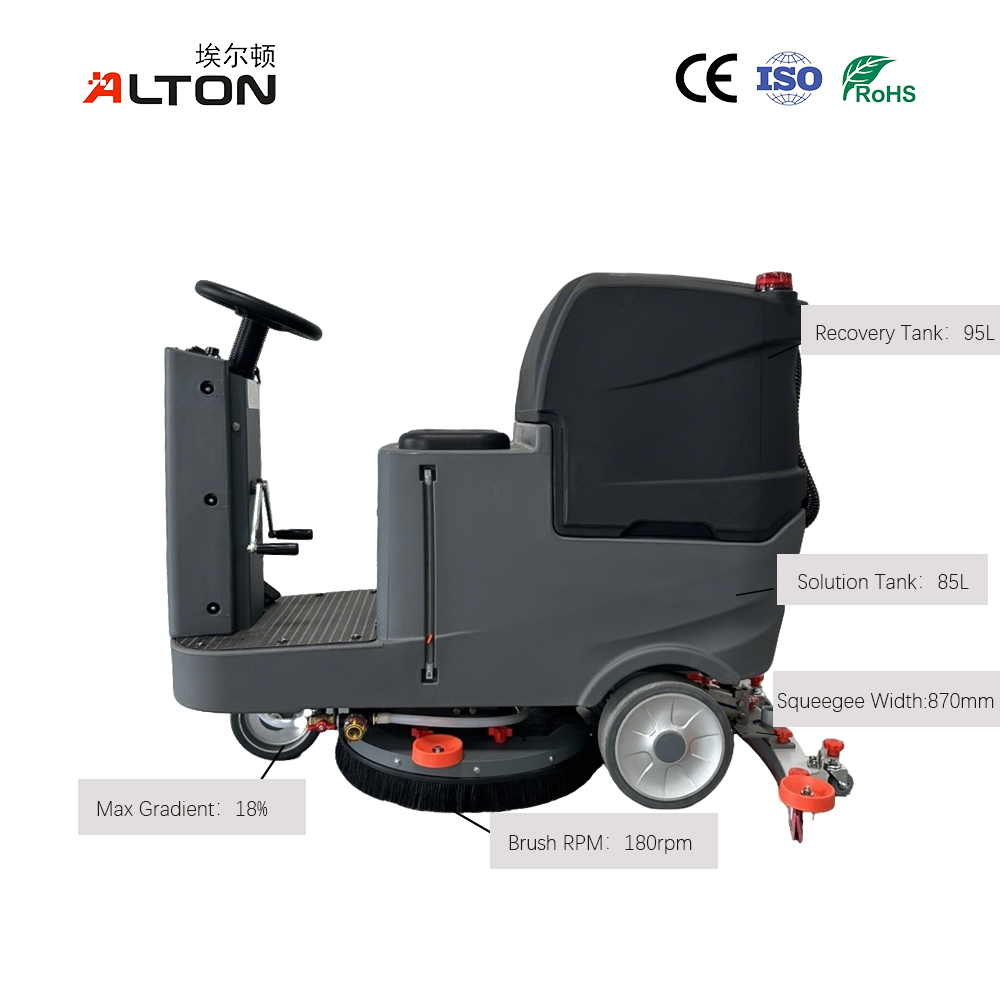 Alton A-7R Heavy-Duty 85/95L Compact Ride on Floor Scrubber for Shopping Malls